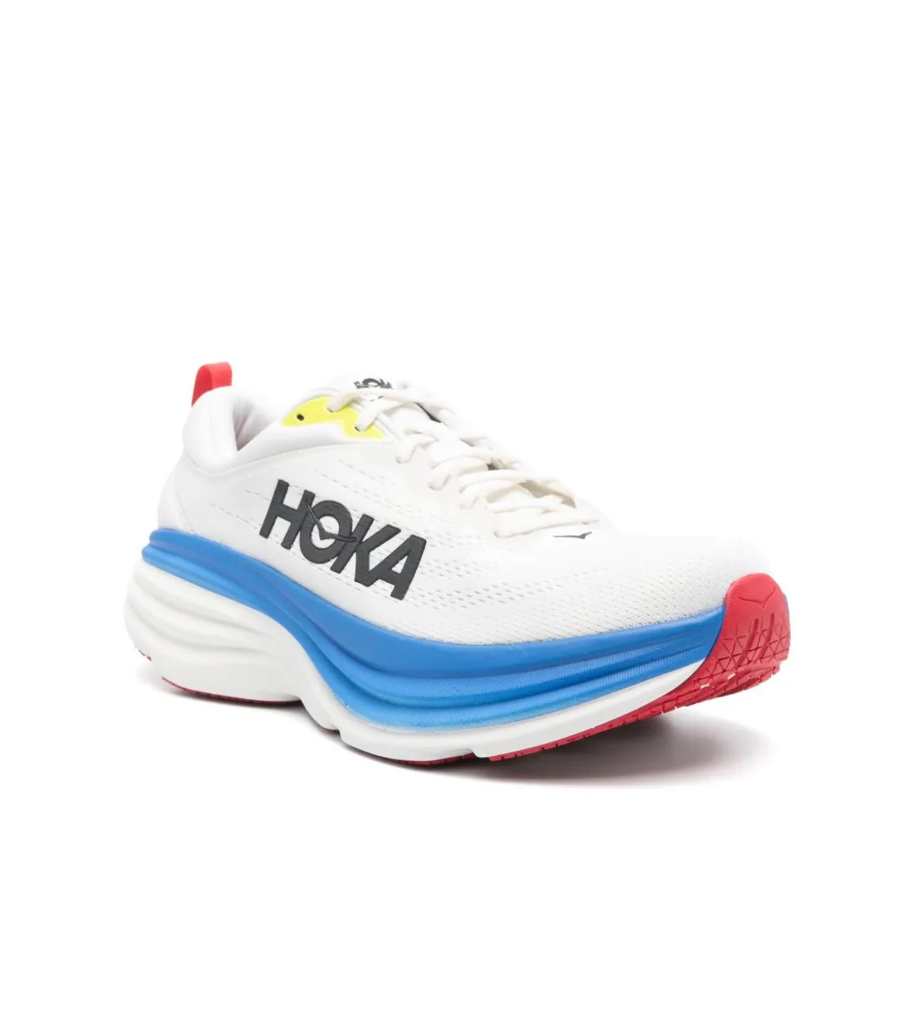 HOKA Bondi 8 White Blue Red