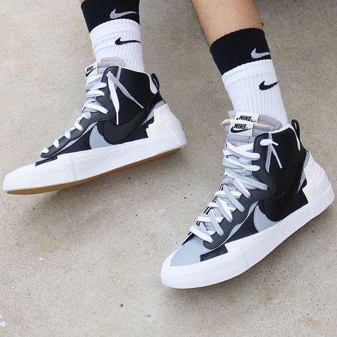 Nike Blazer Mid Sacai Black Grey - תמונה 3