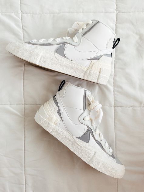 Nike Blazer Mid Sacai White Grey - תמונה 3