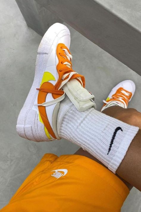 Nike Blazer Low Sacai White Magma Orange - תמונה 3